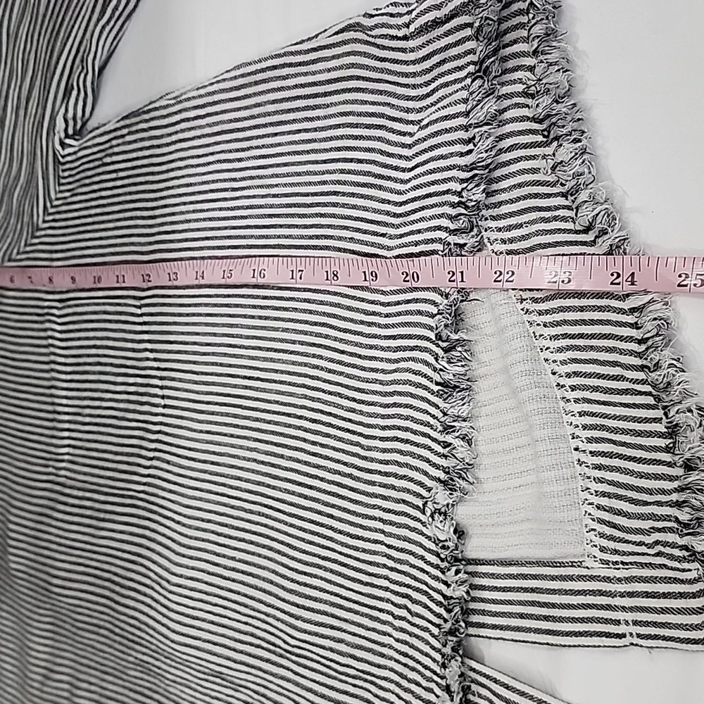 Anthropologie Cloth & Stone Black/White Striped Lace Up Raw Hem Size L Large‎ - Picture 7 of 10